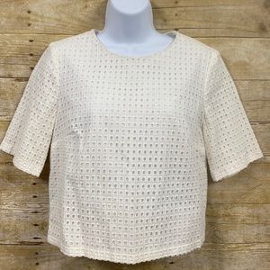 MNG Suit Collection ivory blouse cut out top size small